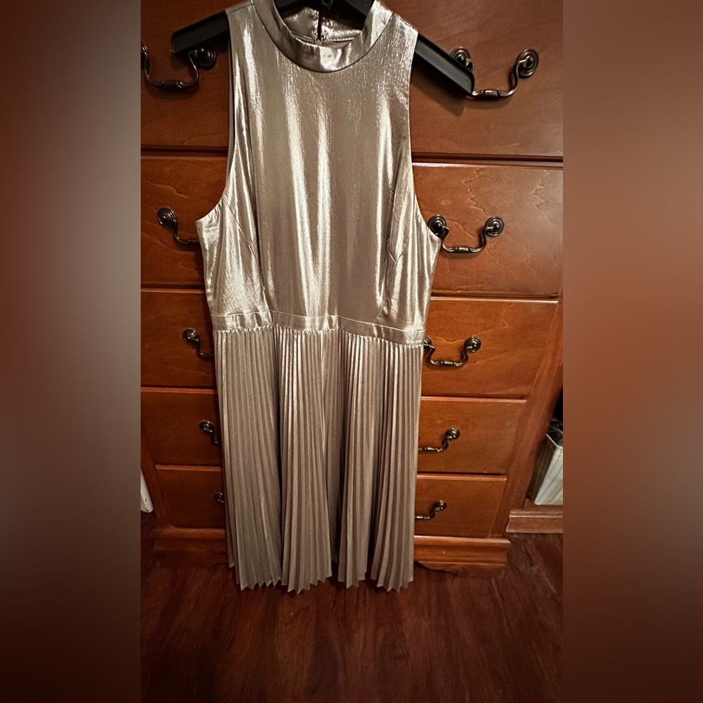 Ann Taylor dress in gold.